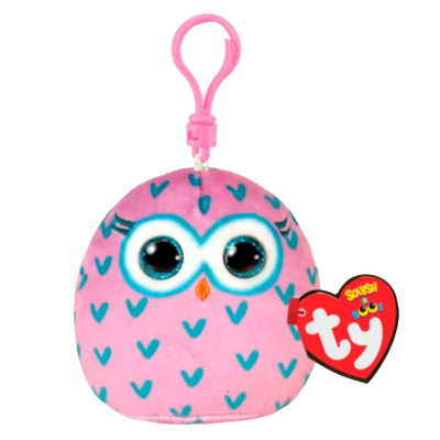Игрушка брелок Розовая сова Winks mini 9 см Squish-a-Boos Ty inc 39573 1